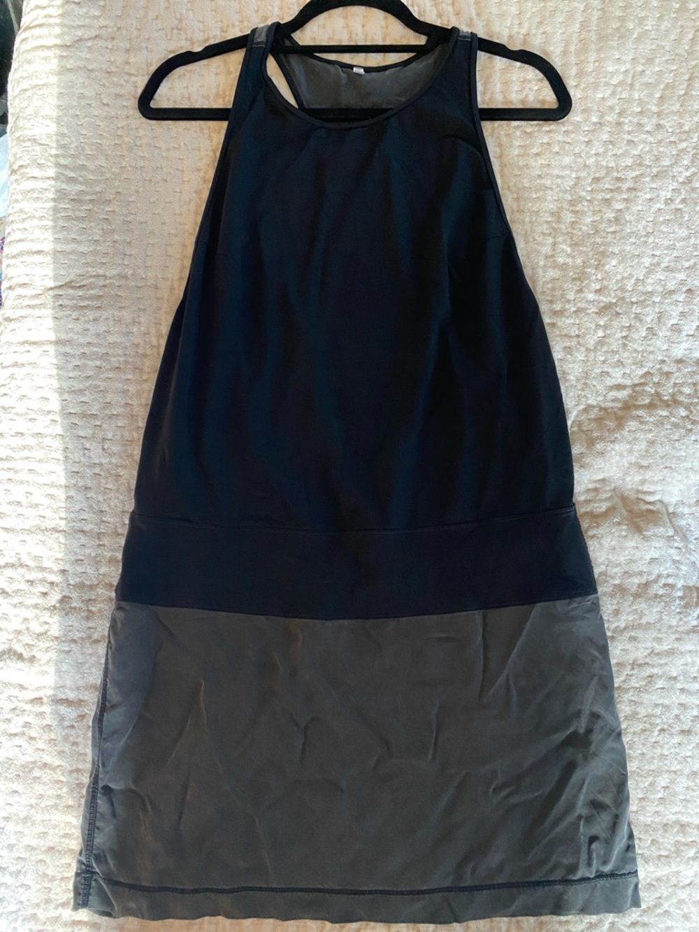 lululemon athletica Black and Gray Sleeveless Colorblock Mini Dress